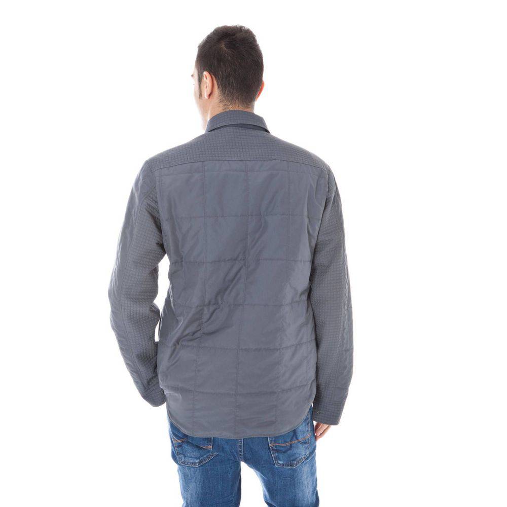 Veste pour homme en polyester gris de la marque Calvin Klein, style décontracté avec fermeture éclair et col montant.