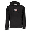 Sweatshirt homme en coton noir Tommy Hilfiger, col rond, logo sur la poitrine, tissu confortable, style décontracté.