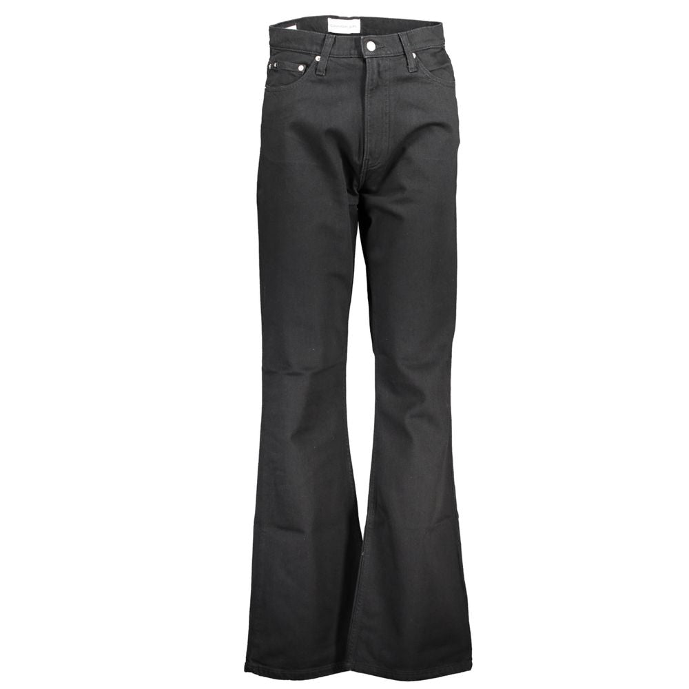 Jeans pour femmes Calvin Klein Blu en coton, coupe classique avec fermeture éclair et poches avant, style décontracté.