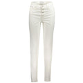 Jeans femme en coton blanc de Calvin Klein, coupe classique avec détails modernes, portée décontractée et élégante.