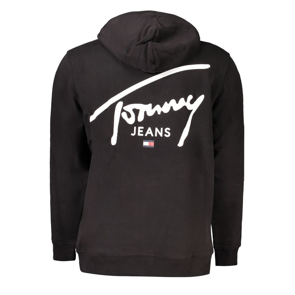 Pull noir en coton pour homme de la marque Tommy Hilfiger, avec col rond et logo discret à l'avant.