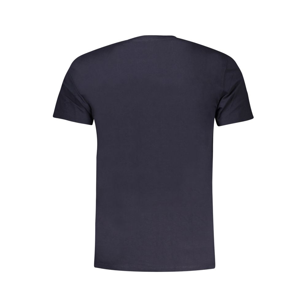 T-shirt bleu en coton pour homme de la marque Guess Jeans, coupe classique, avec logo discret sur la poitrine.
