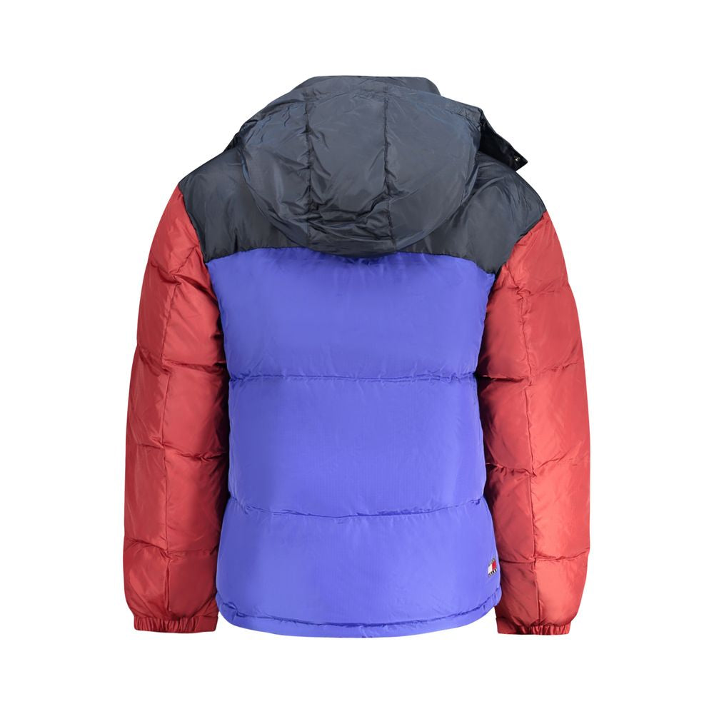 Veste homme en polyester bleu de la marque Tommy Hilfiger, coupe classique avec col et fermeture éclair.