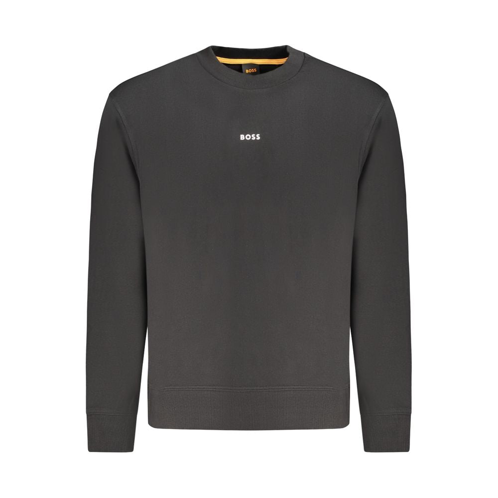 Sweat-shirt noir en coton pour homme de la marque Hugo Boss, design sobre et confortable, visible dans l'image.