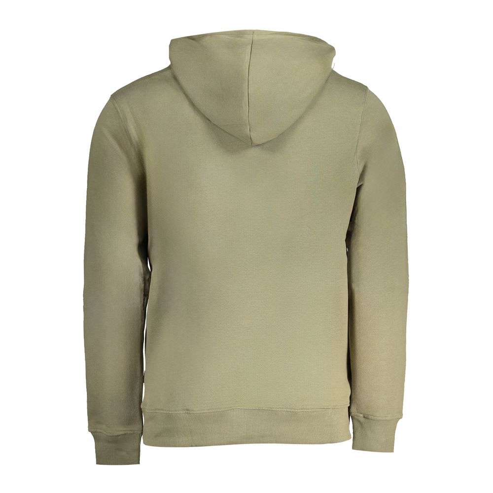Sweat à capuche vert en coton biologique pour homme de Pepe Jeans, vue en gros plan sur le tissu et la coupe.