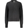 Pull pour femmes en coton noir de la marque Calvin Klein, coupe classique et détails élégants.