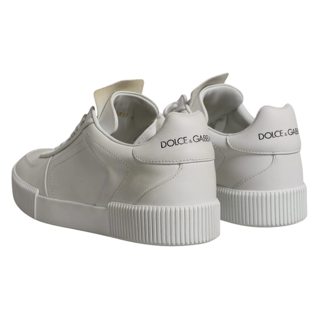 Chaussures basses en cuir blanc Miami de Dolce & Gabbana, sneakers élégants pour un style décontracté.