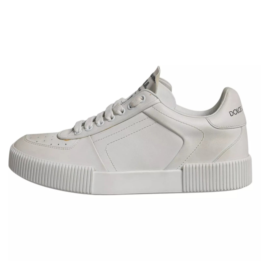Chaussures sneakers basses en cuir blanc Dolce & Gabbana Miami, style décontracté et tendance pour homme.