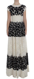 Robe longue Dolce & Gabbana en dentelle florale ricamo, style maxi avec détails sophistiqués et élégants.