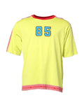 T-shirt vert en coton Dolce & Gabbana avec col rond et patchs 85, vue de face.