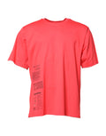 T-shirt en coton rouge Dolce & Gabbana avec lettrage imprimé, col ras du cou, vue de face.