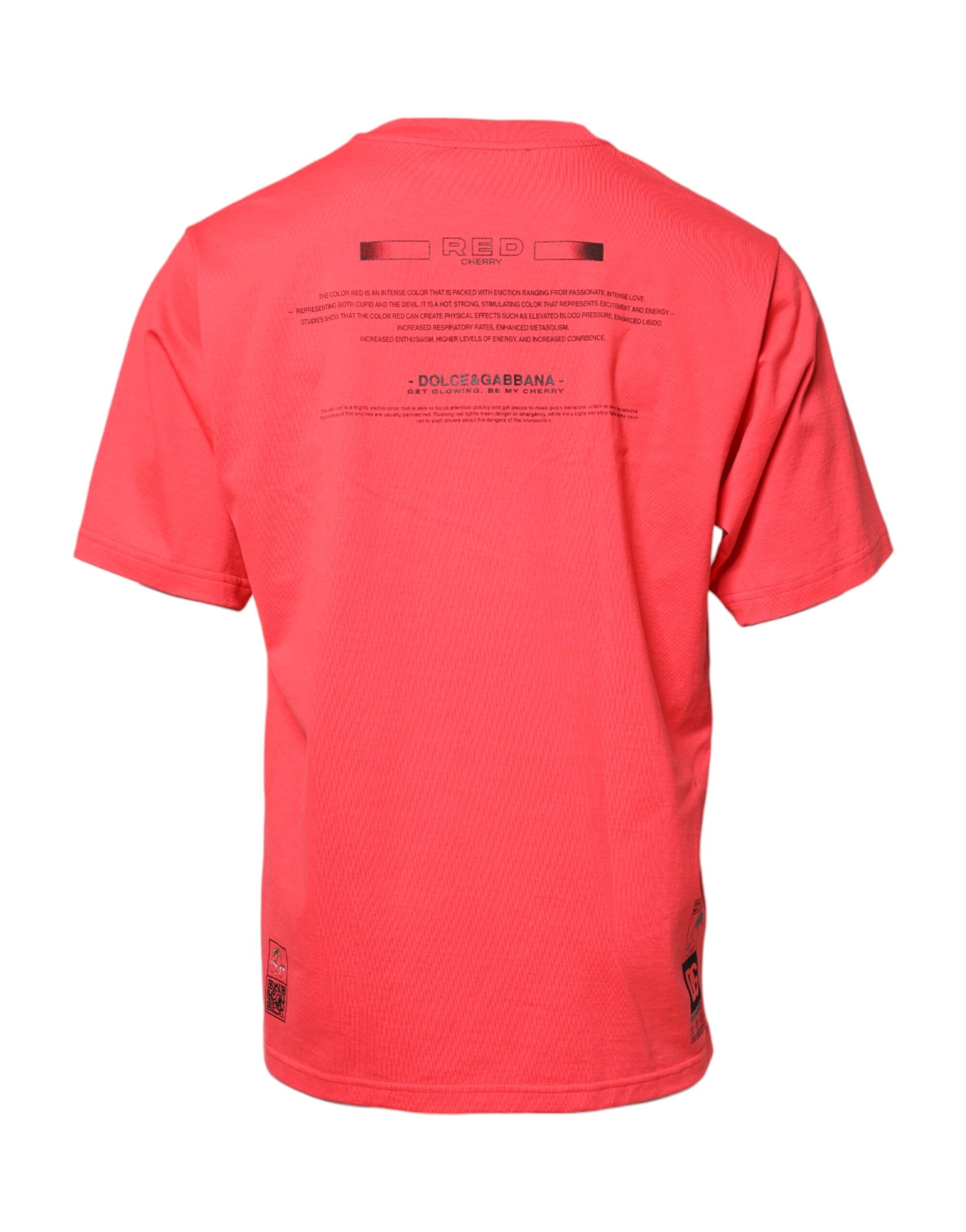 T-shirt à col rond Dolce & Gabbana en coton rouge avec impression de lettrage, style décontracté et graphique.