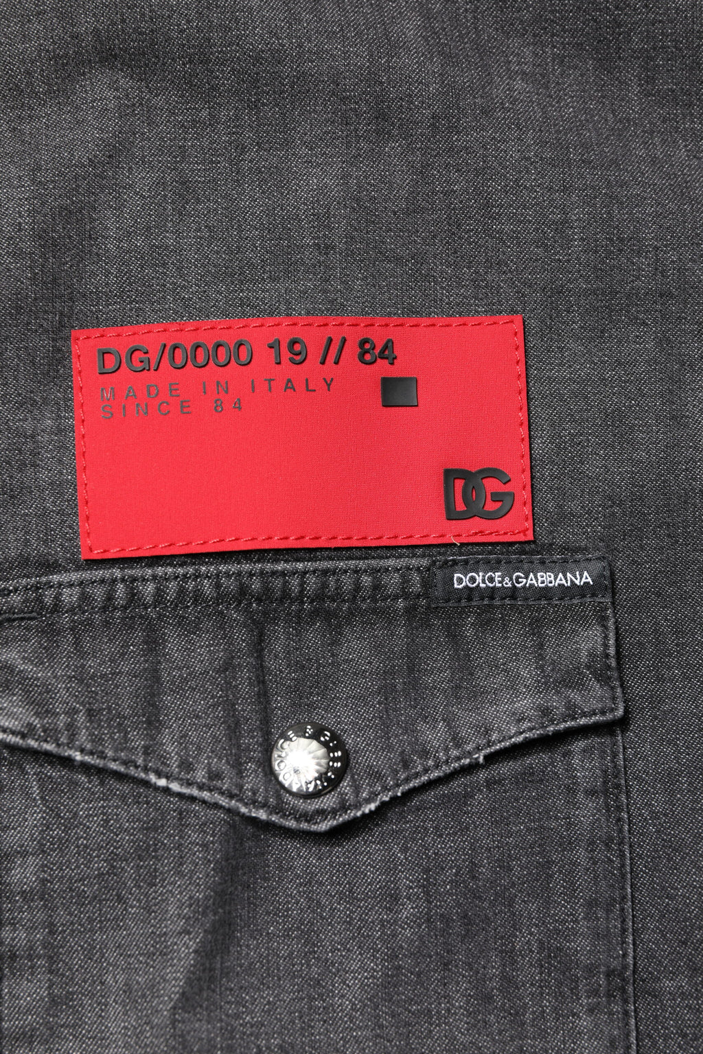 Dolce & Gabbana Graues Langarm-Jeanshemd mit Knöpfen