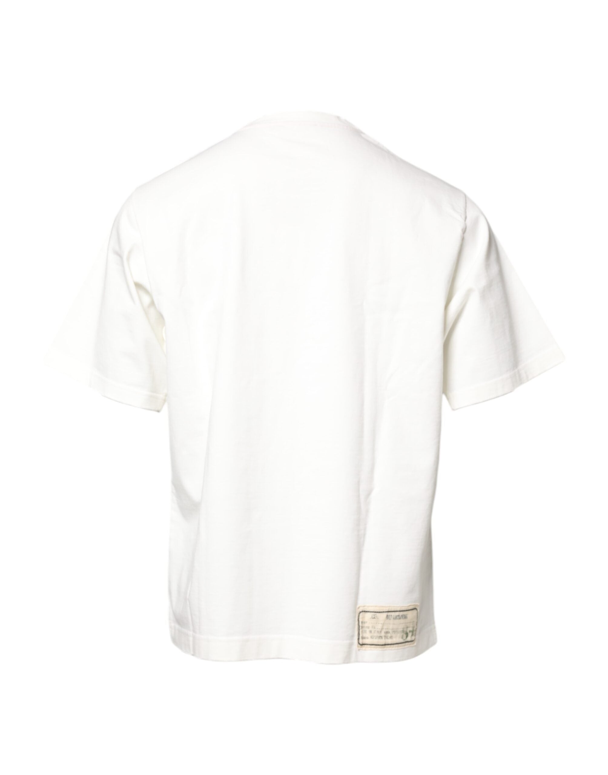 T-shirt blanc Dolce & Gabbana avec imprimé LOVE & PEACE, col rond, tissu en coton, vue de face.