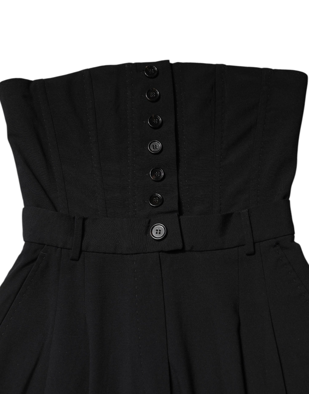 Combinaison sans bretelles en laine noire Dolce & Gabbana, vêtement élégant et sophistiqué pour femme.