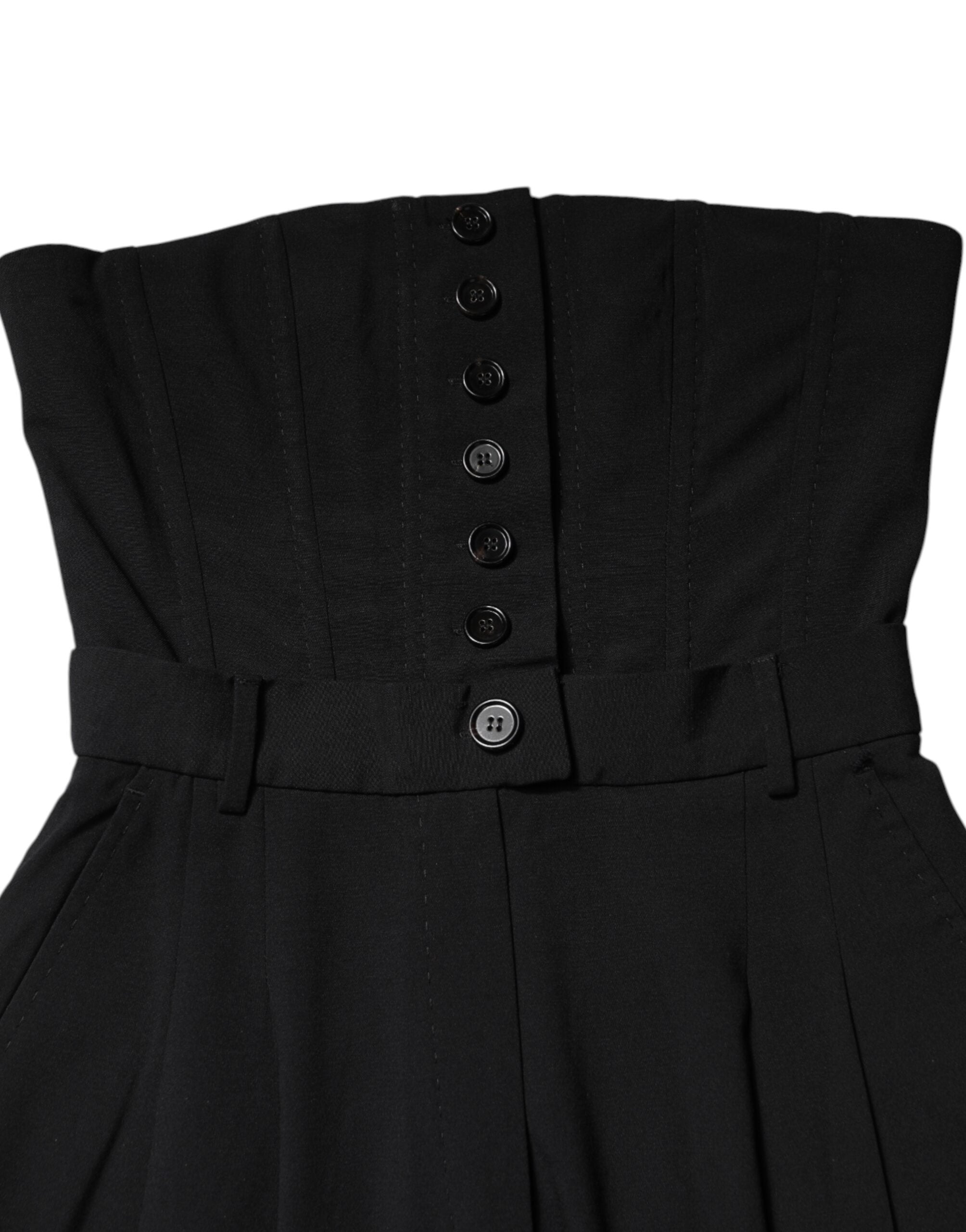 Combinaison sans bretelles en laine noire Dolce & Gabbana, vêtement élégant et sophistiqué pour femme.