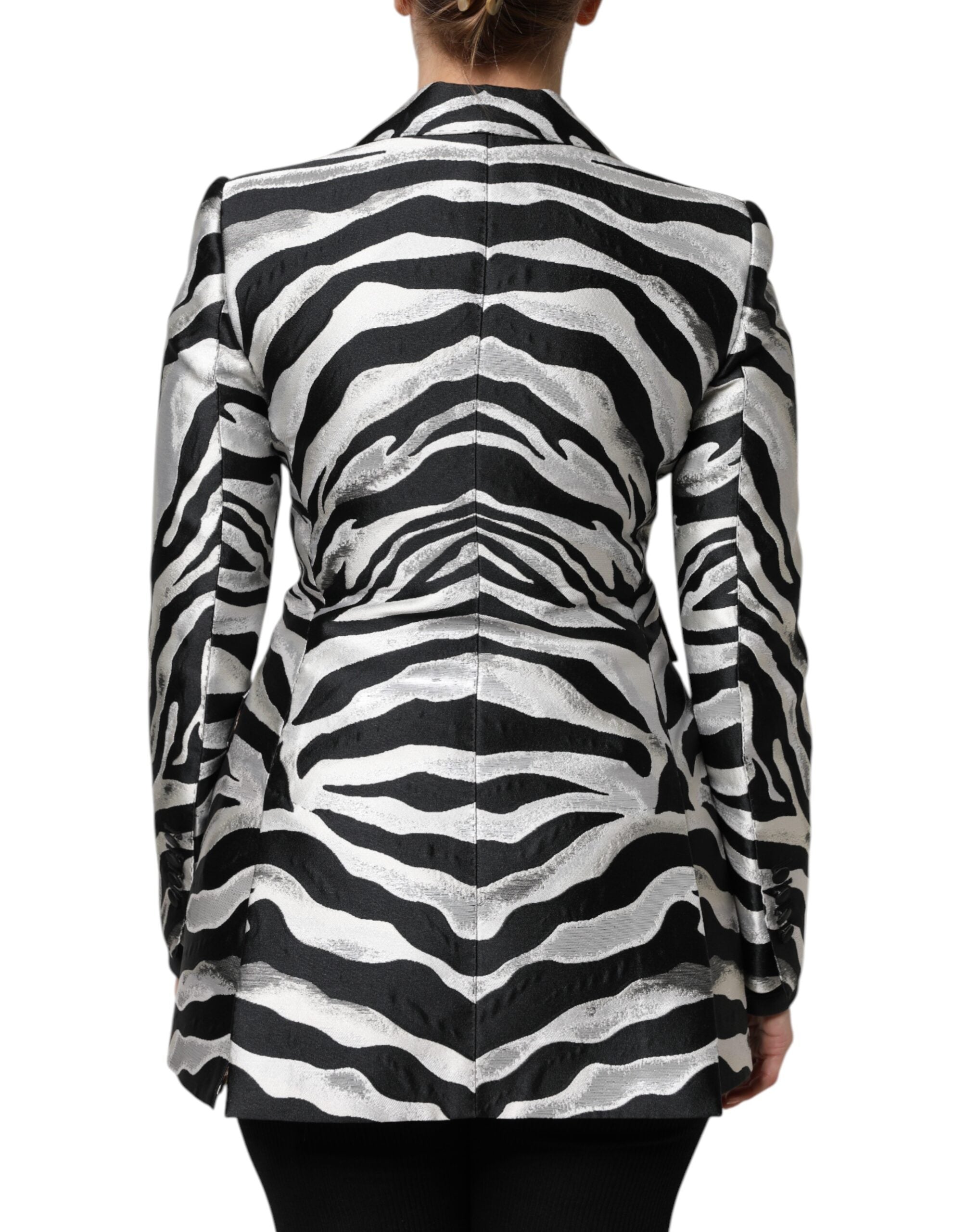 Dolce & Gabbana Black Silver Polyester Women Blazer Jacket