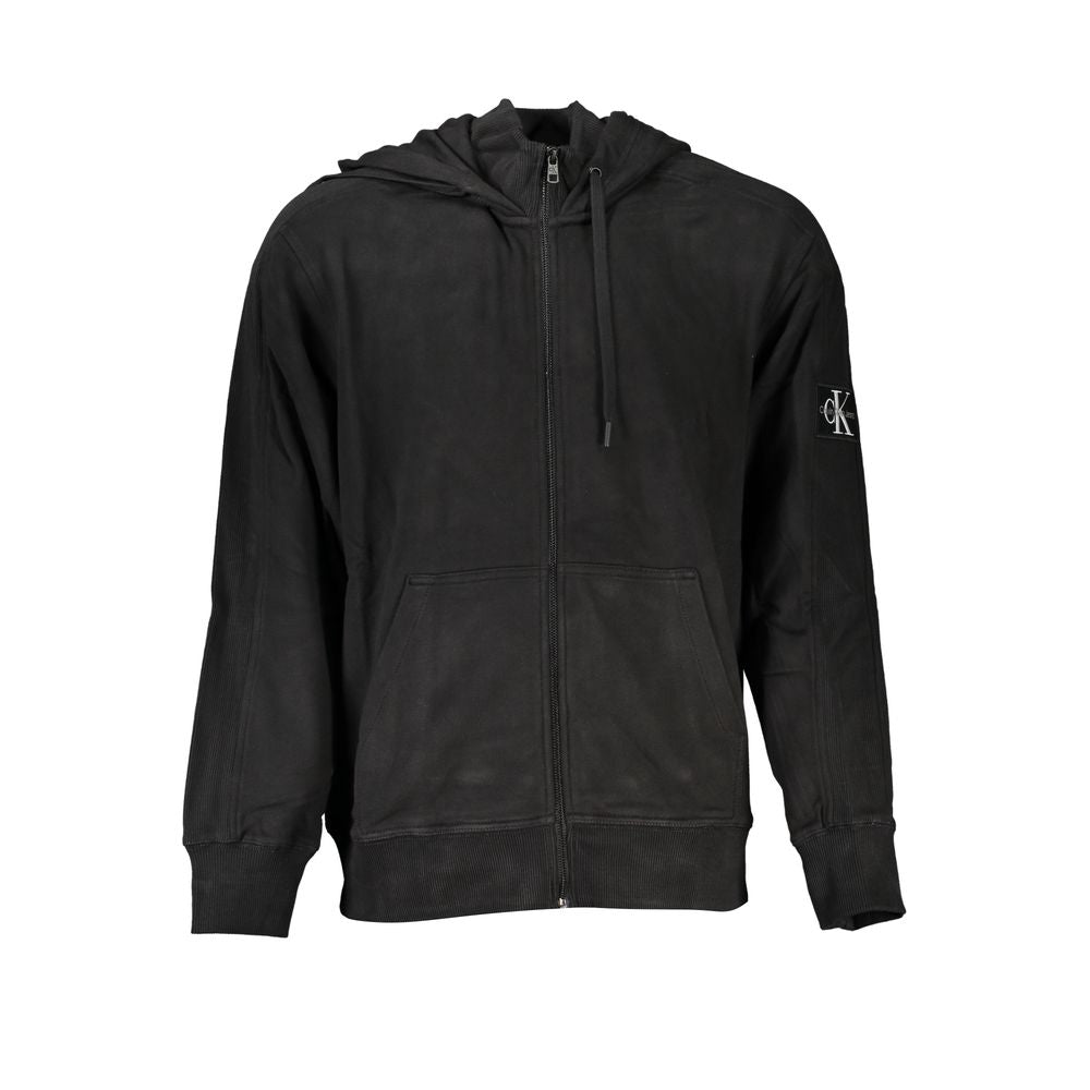 Sweat-shirt noir en coton pour homme de la marque Calvin Klein, coupe classique et design simple.
