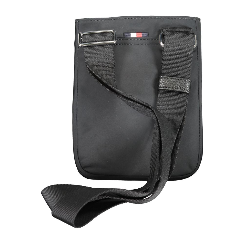 Sacoche pour homme Tommy Hilfiger en polyester noir, bandoulière ajustable et design pratique.