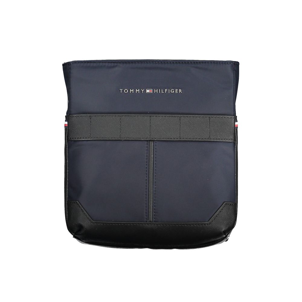 Sac à bandoulière homme Tommy Hilfiger en polyuréthane bleu, élégant et pratique, visible avec fermeture et bandoulière ajustable.
