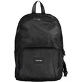 Sac à dos pour homme Calvin Klein en polyester noir, avec poches zippées et logo discret sur le devant.