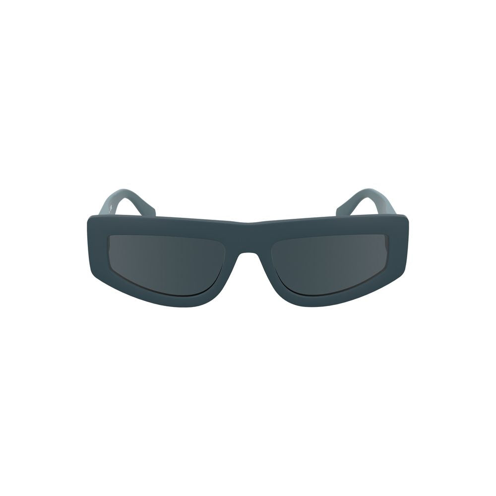 Lunettes de soleil Bio Blue pour femmes de Calvin Klein, monture élégante en plastique bleu avec verres teintés.