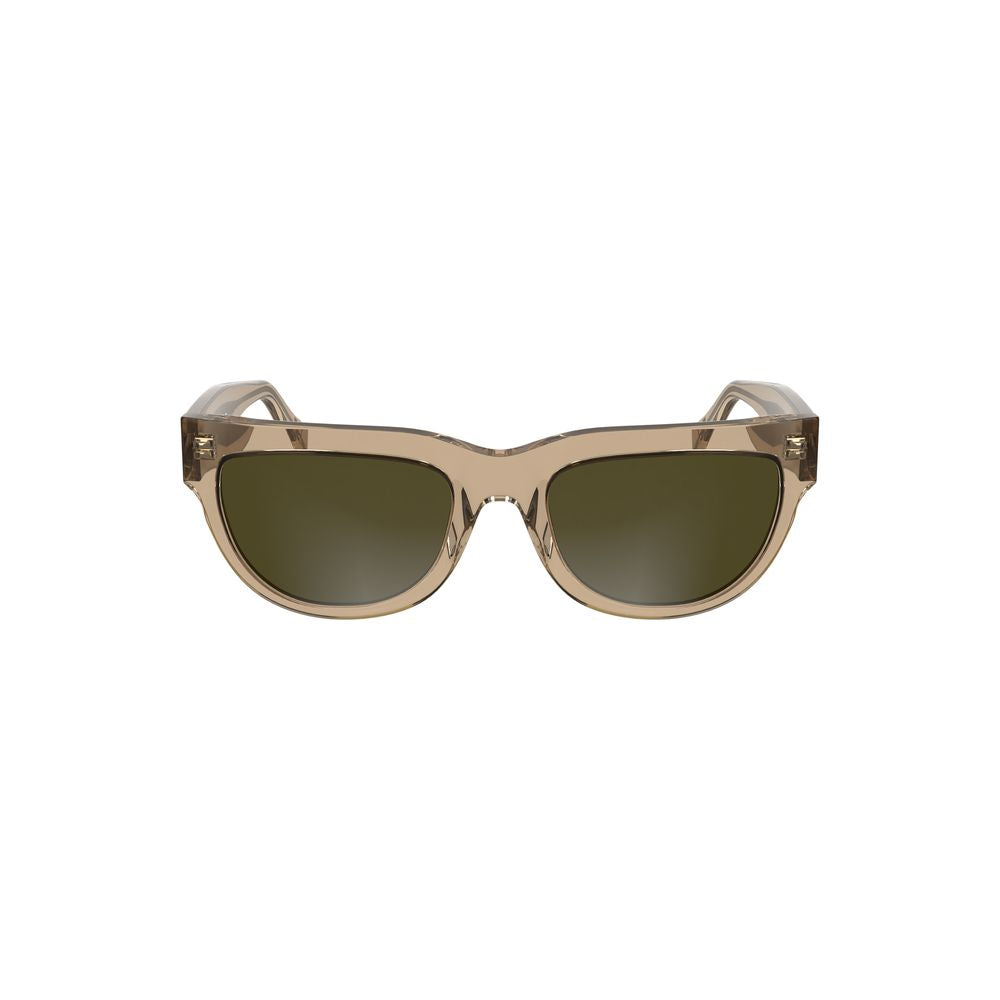 Lunettes de soleil pour femmes Calvin Klein marron en acétate, style élégant et moderne, avec monture arrondie.