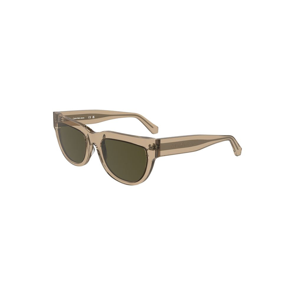 Lunettes de soleil pour femmes Calvin Klein marron en acétate, style élégant et moderne avec monture large.