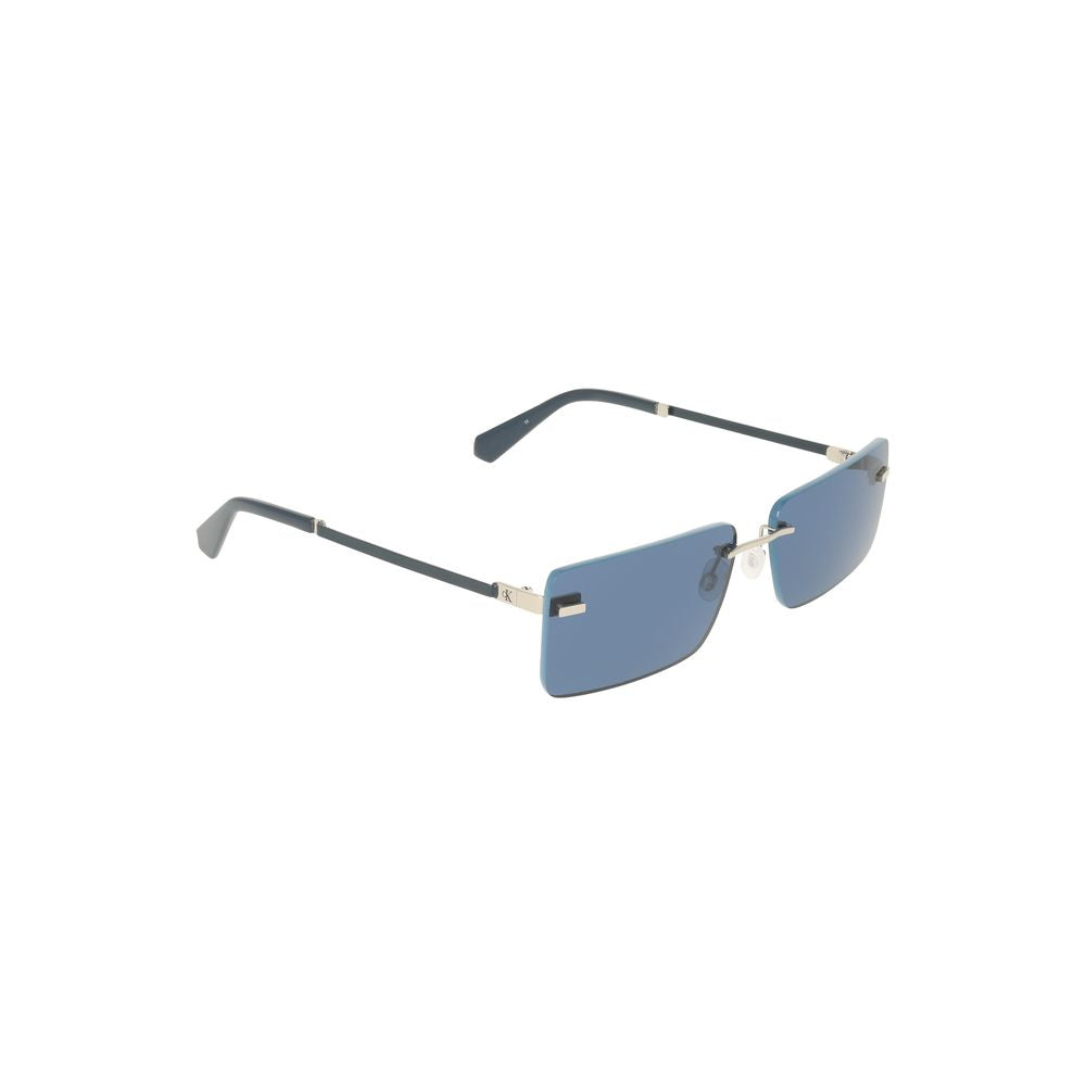 Lunettes de soleil pour femmes Calvin Klein Azzurro Metal avec monture en métal et verres teintés bleus.