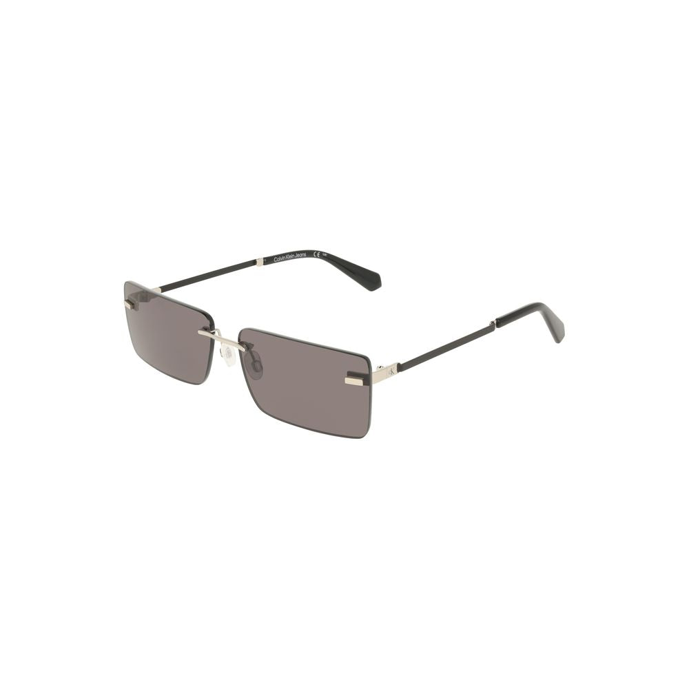 Lunettes de soleil pour femmes Calvin Klein avec monture en métal noire, style élégant et moderne.