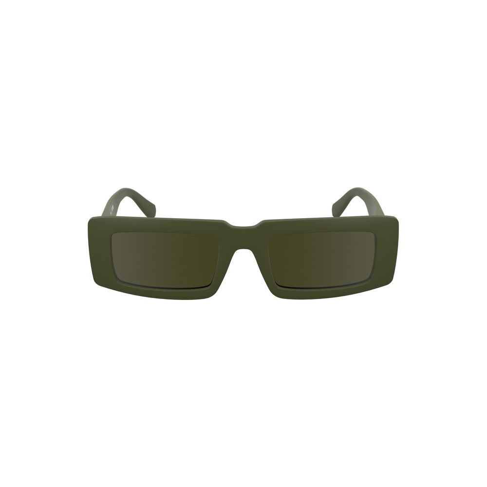 Lunettes de soleil pour femmes Calvin Klein Verde Bio, monture élégante, design moderne, détails en plastique vert.
