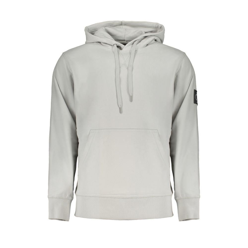 Sweat-shirt gris en coton pour homme de la marque Calvin Klein, vue de face sur fond blanc.