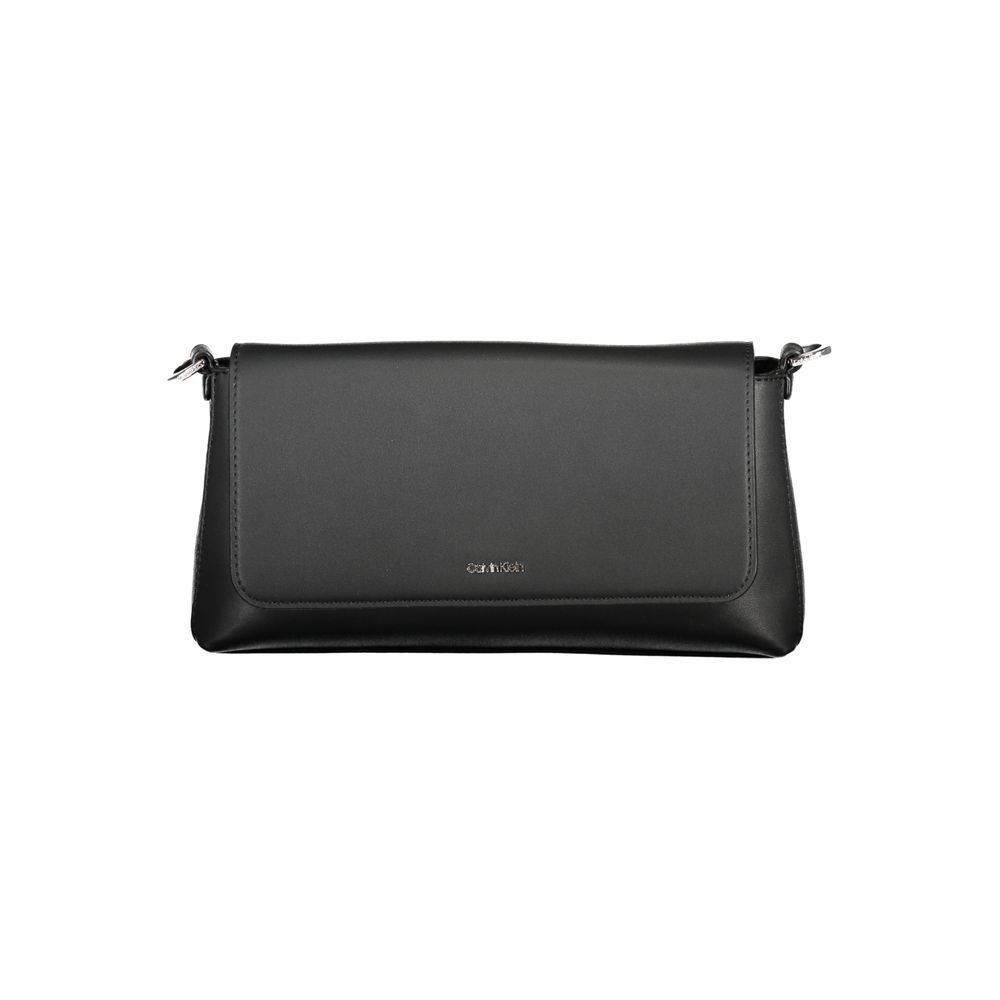 Sac à main pour femmes Calvin Klein en polyester noir, élégant et pratique, avec détails modernes.