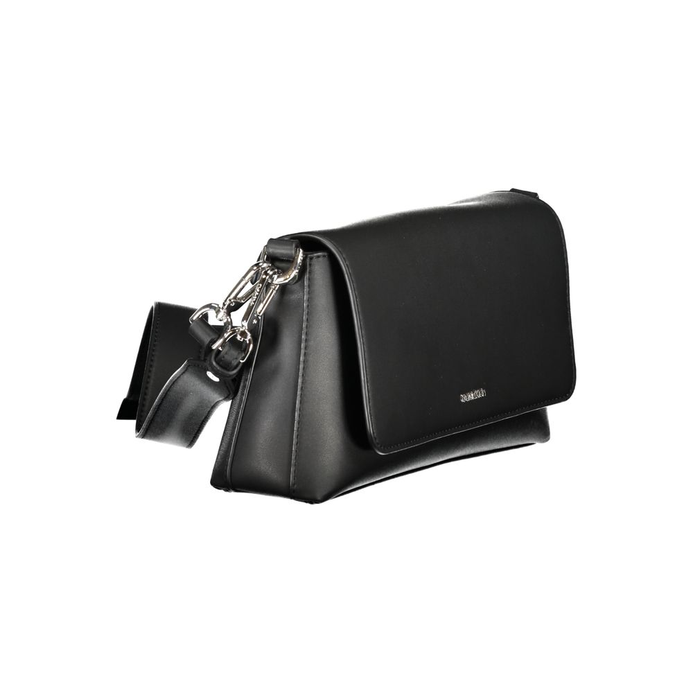 Sac à main noir en polyester pour femme de la marque Calvin Klein, avec poignées et design élégant visible sur l'image.