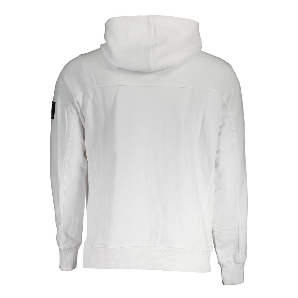 Sweatshirt homme blanc en coton de la marque Calvin Klein, style décontracté, vue frontale.