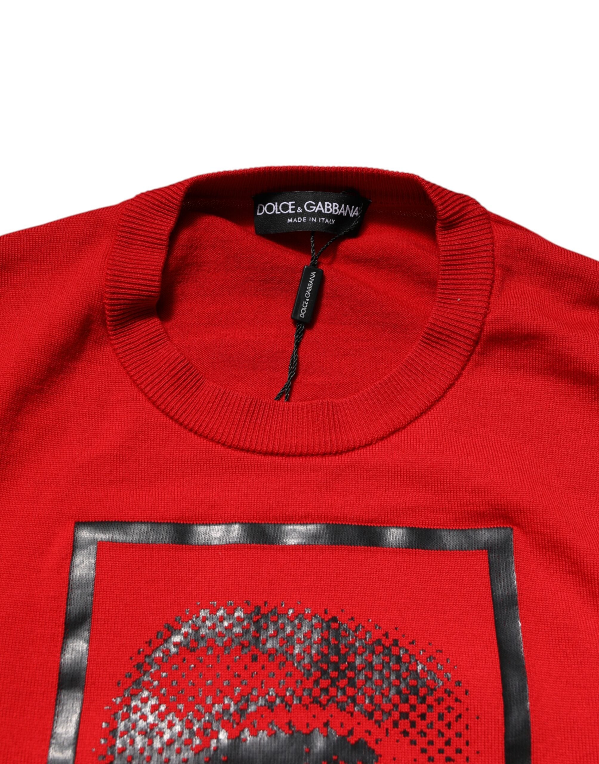 Dolce & Gabbana Roter Pullover mit Augen-Print für Herren