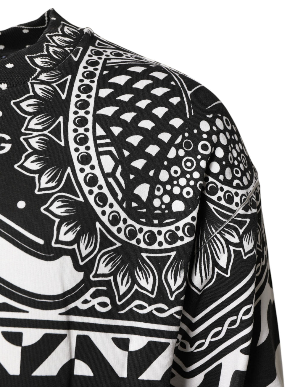 Dolce & Gabbana Schwarz Weiß Bandana Baumwolle Herren Sweatshirt Pullover