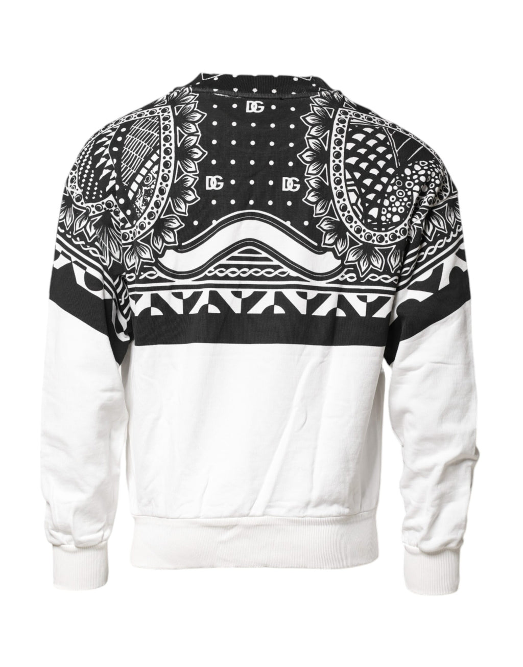 Dolce & Gabbana Schwarz Weiß Bandana Baumwolle Herren Sweatshirt Pullover