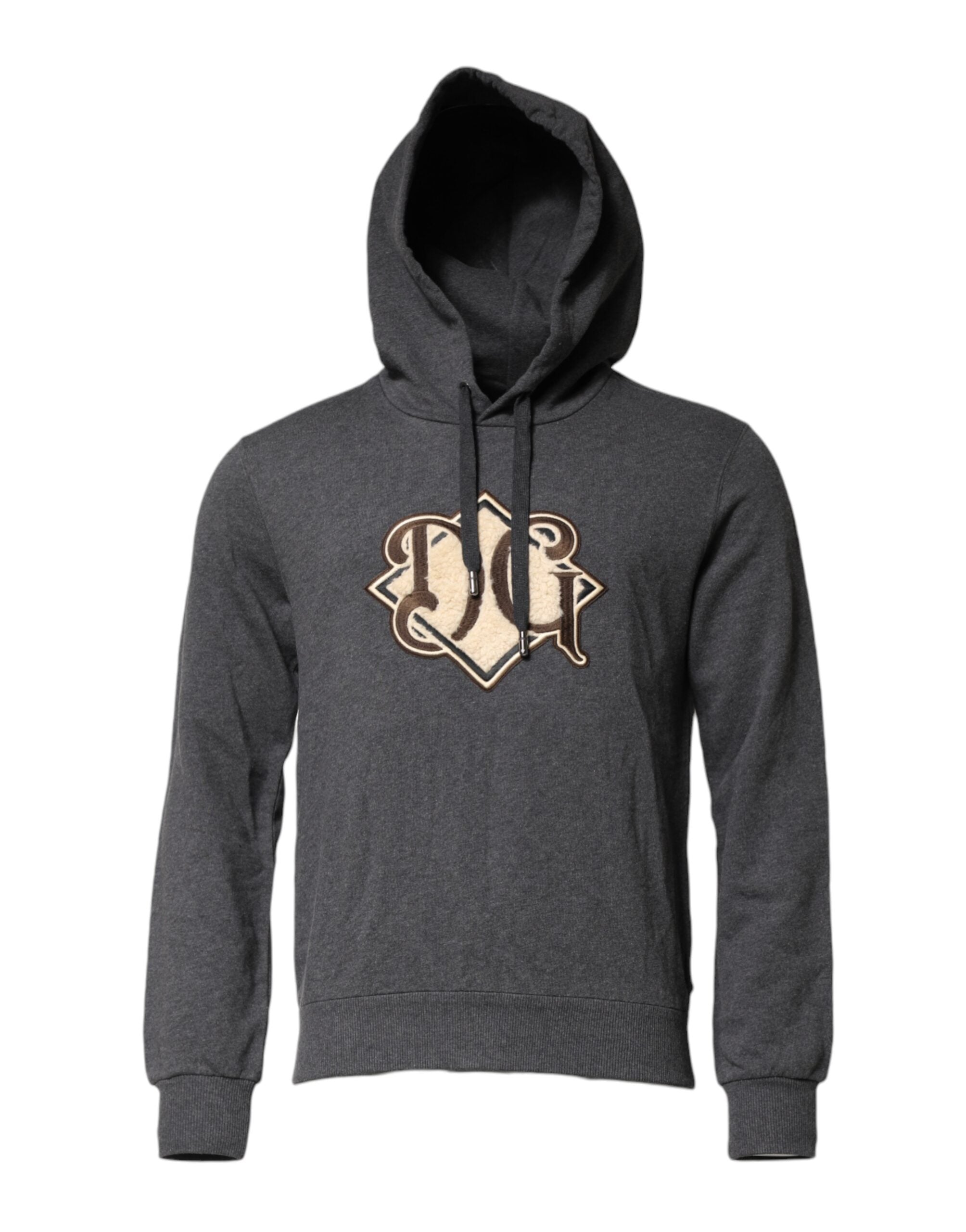 Dolce & Gabbana Grauer Kapuzenpullover mit Logo-Patch