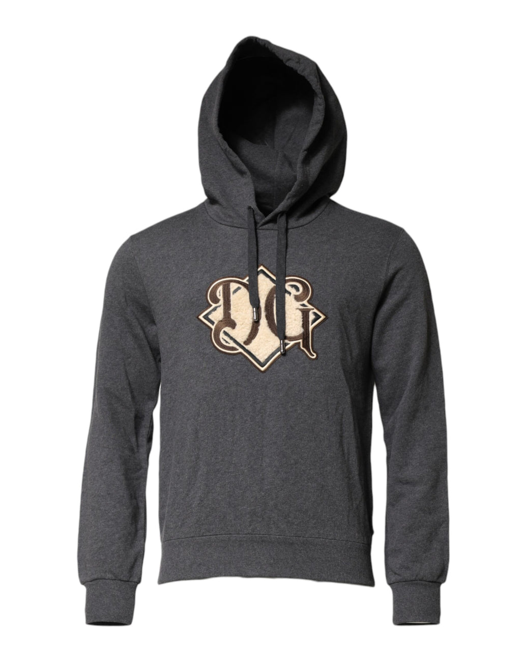 Dolce & Gabbana Grauer Kapuzenpullover mit Logo-Patch