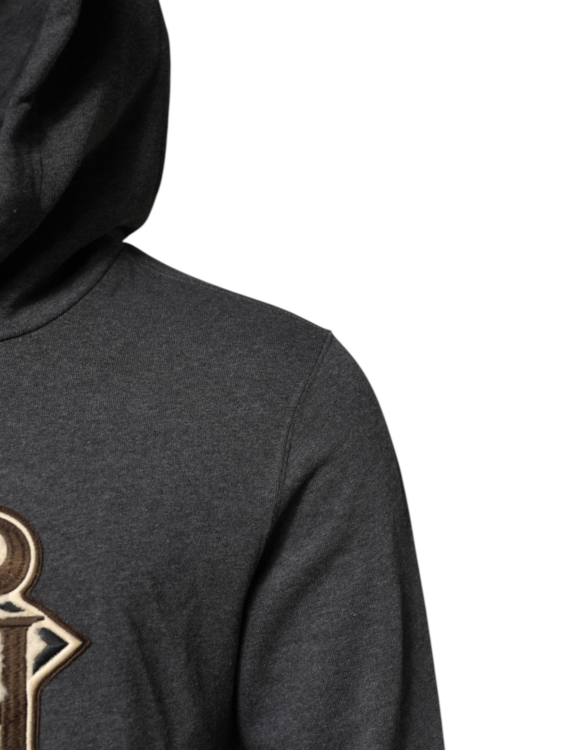 Dolce & Gabbana Grauer Kapuzenpullover mit Logo-Patch