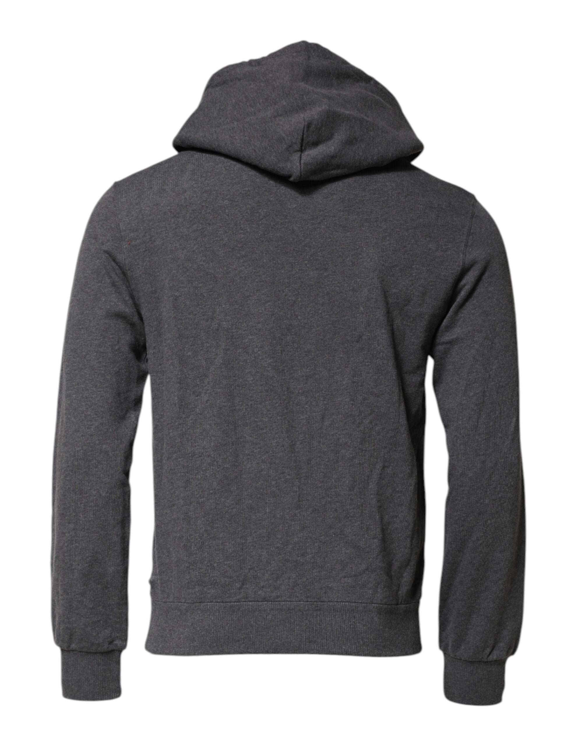 Dolce & Gabbana Grauer Kapuzenpullover mit Logo-Patch