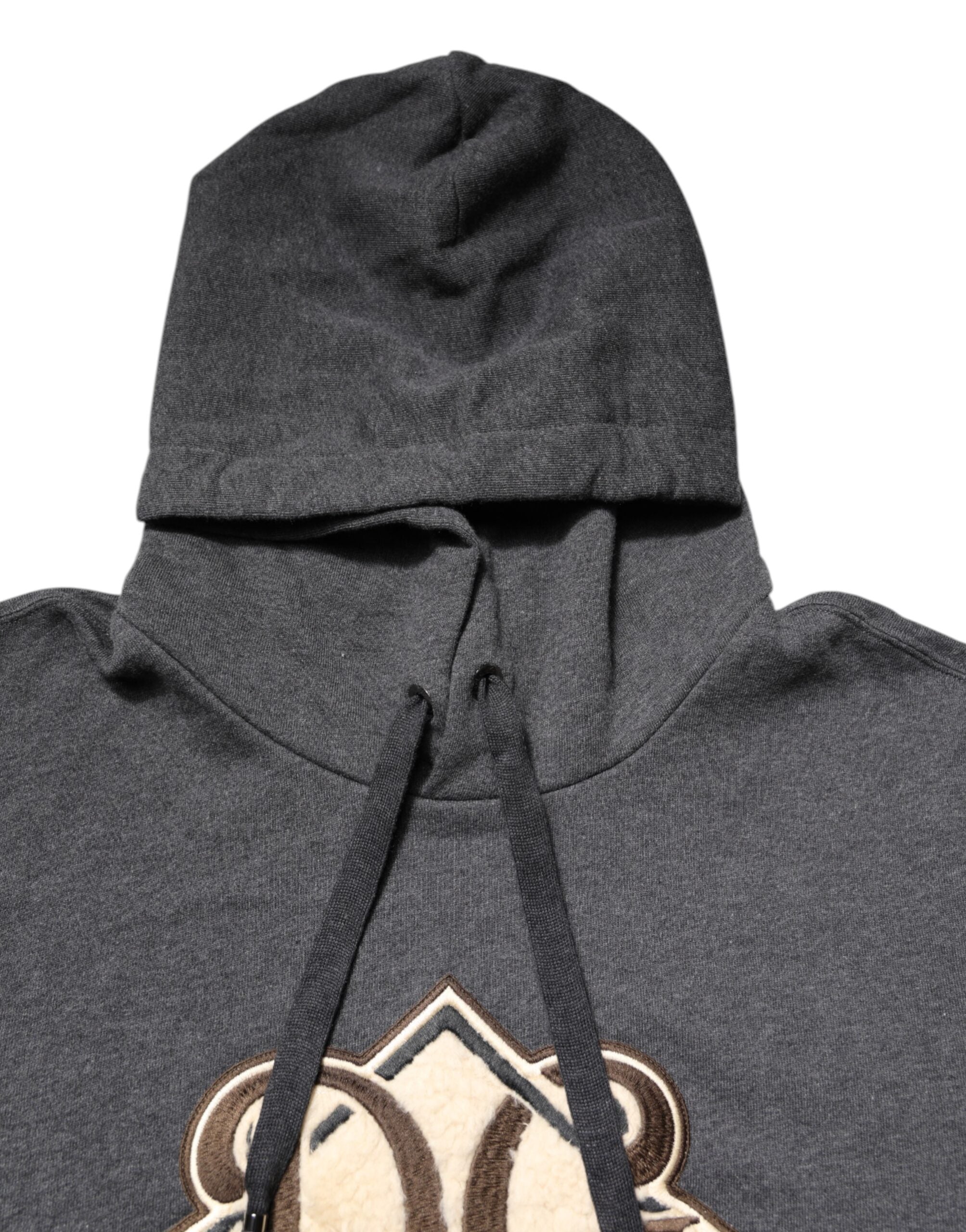 Dolce & Gabbana Grauer Kapuzenpullover mit Logo-Patch