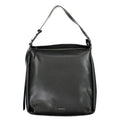 Sac à main noir en polyester pour femme de la marque Calvin Klein, élégant et pratique, avec détails modernes.
