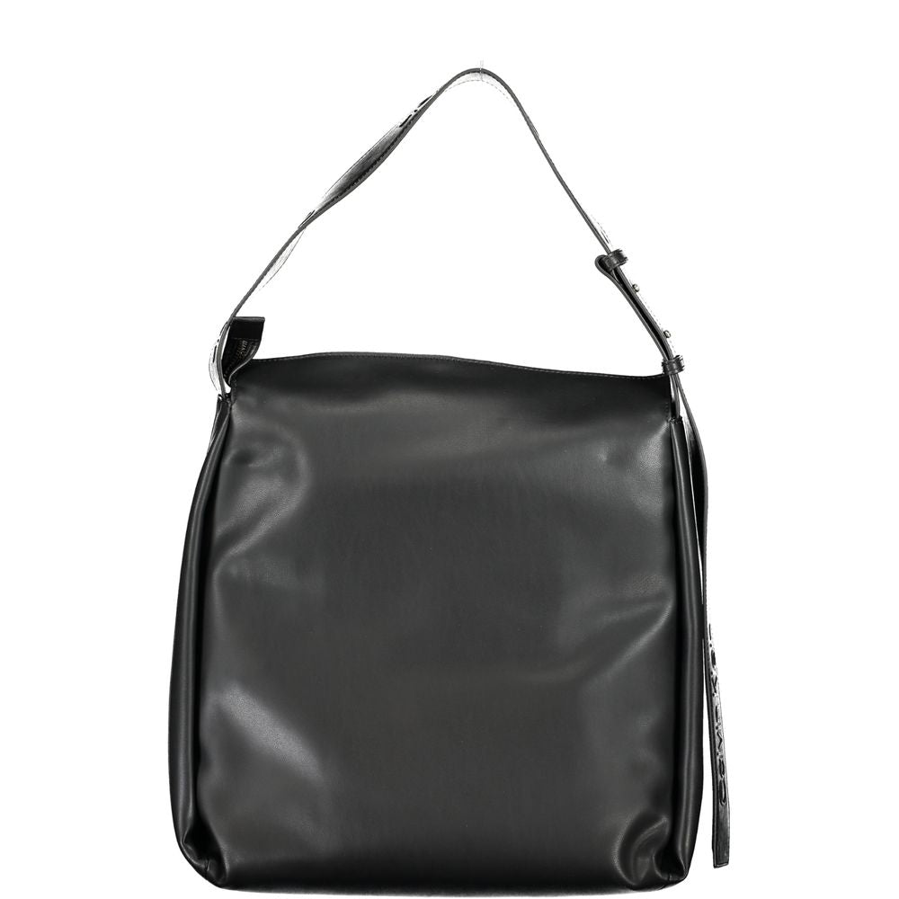 Sac à main femme en polyester noir de la marque Calvin Klein, avec poignées et détails élégants.