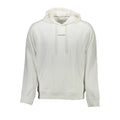 Pull homme Calvin Klein en coton blanc, col rond et manches longues, porté sur un mannequin.