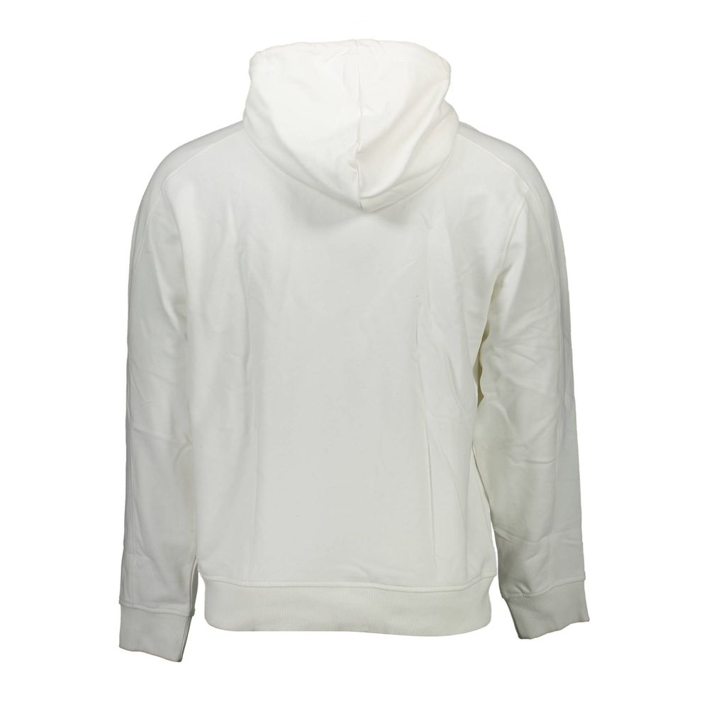 Pull homme Calvin Klein en coton blanc, style classique, visible avec col rond et manches longues.