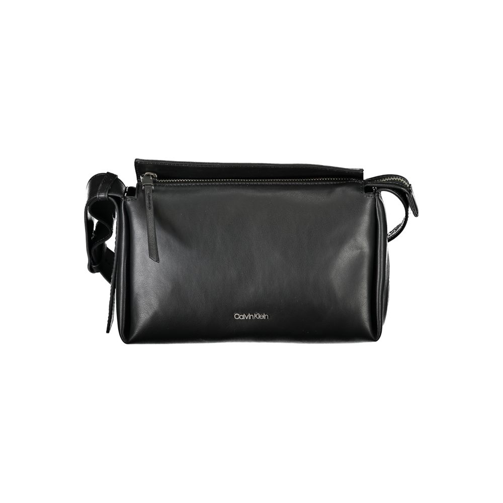 Sac à main pour femmes de Calvin Klein en polyester noir, sacoche épaule élégante avec détails modernes.