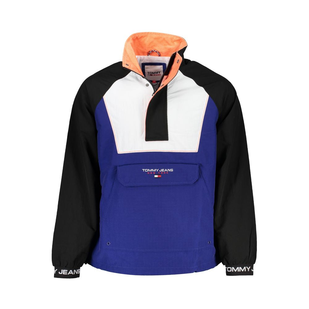 Veste homme Tommy Hilfiger en polyamide bleue, légère, avec fermeture éclair et col montant, adaptée pour le temps froid.
