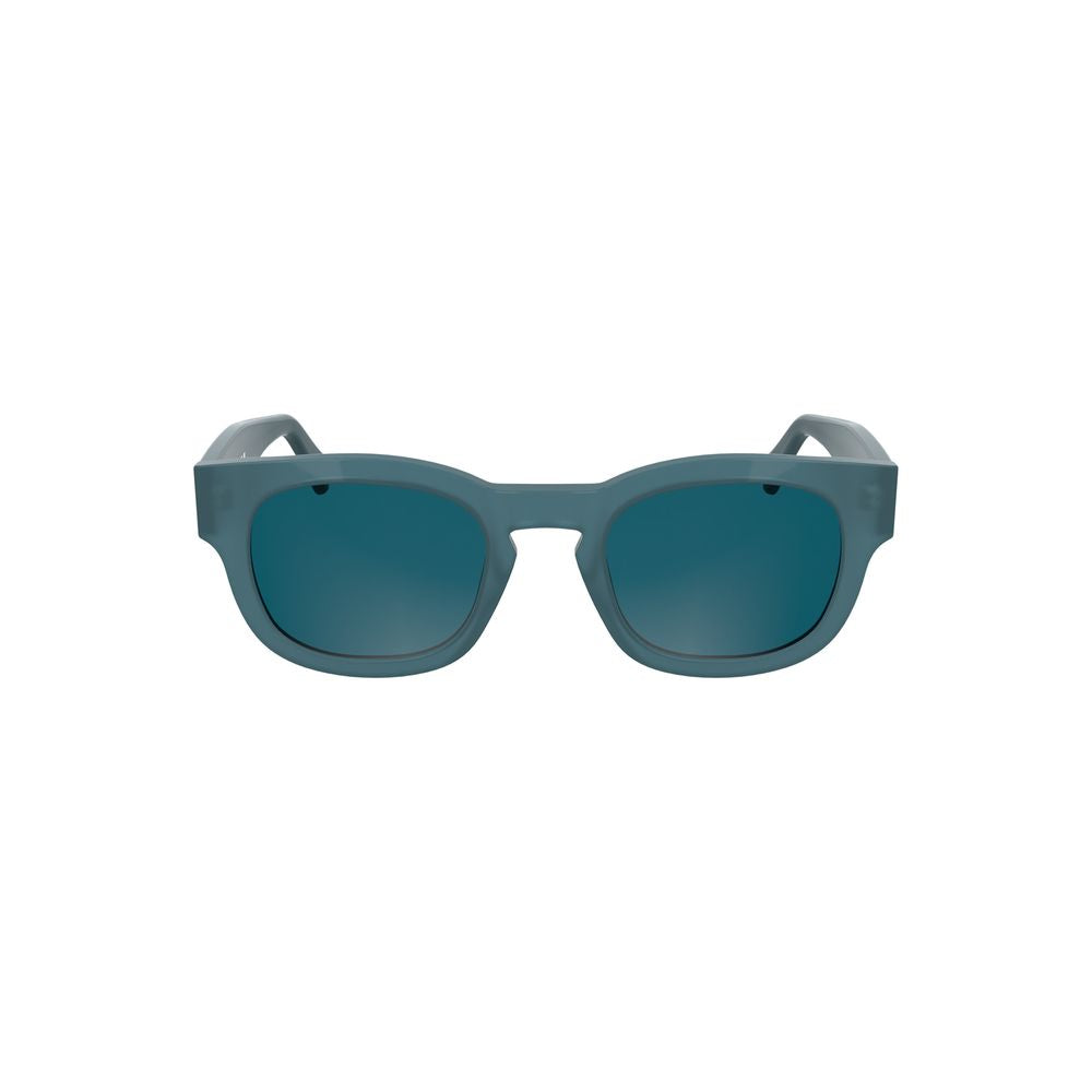 Lunettes de soleil pour femmes Calvin Klein bleu en acétate, monture élégante et moderne, vues de face.